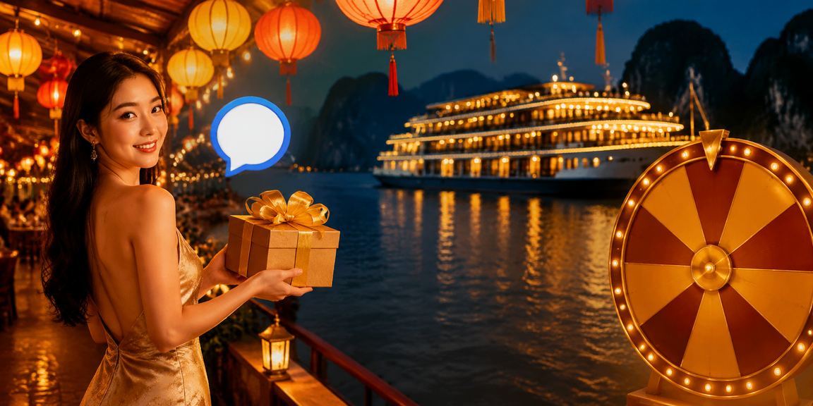 Hoạt động bốc thăm may mắn tại chợ đêm Hạ Long, không gian vịnh biển về đêm lung linh