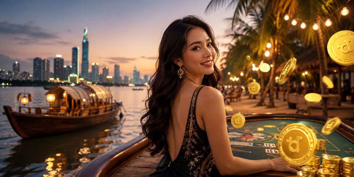 Người chơi Baccarat trực tuyến tại vùng Mekong với khung cảnh sông nước Nam Bộ