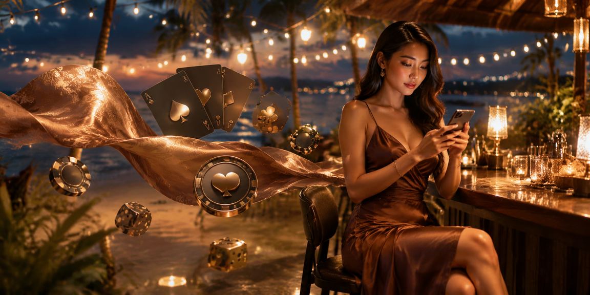 Người mặc áo dài chơi bài truyền thống tại Phú Quốc trong không gian resort sang trọng